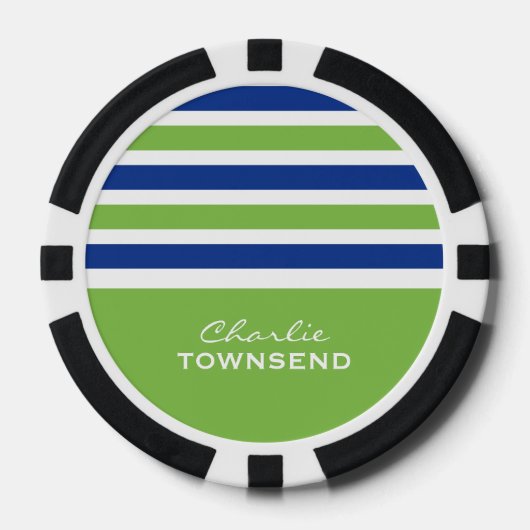 Stripes Pattern aangepaste monogram pokerchips (Voorkant)