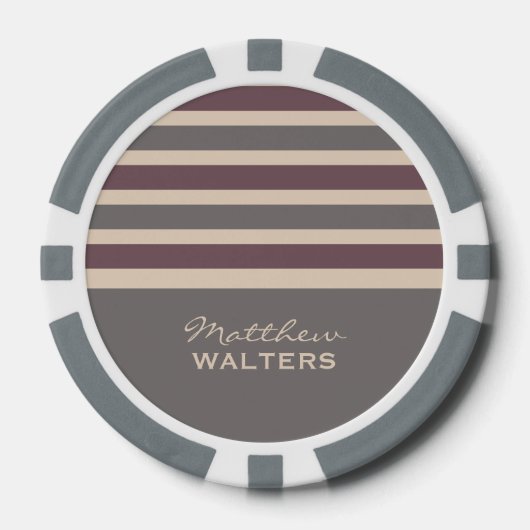 Stripes Pattern aangepaste monogram pokerchips (Voorkant)