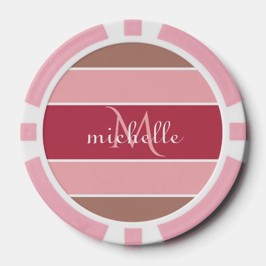 Stripes Pattern aangepaste monogram pokerchips (Voorkant)