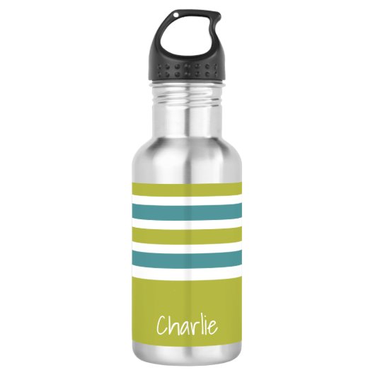 Stripes Pattern aangepaste monogram waterflessen Waterfles (Voorkant)