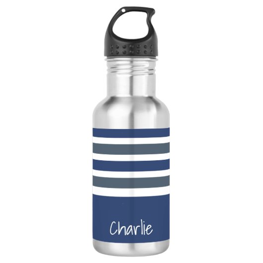 Stripes Pattern aangepaste monogram waterflessen Waterfles (Voorkant)