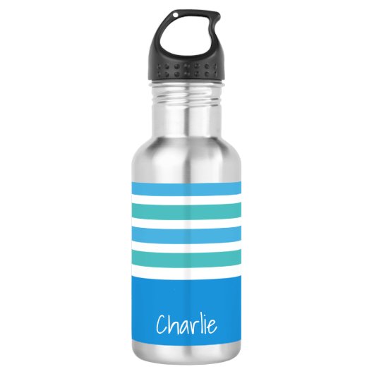 Stripes Pattern aangepaste monogram waterflessen Waterfles (Voorkant)