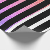 Stripes Pattern Black White Paarse Multicolor Cadeaupapier (Hoek)