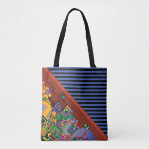 Stripes Pattern breed oranje + abstracte kunst Tote Bag