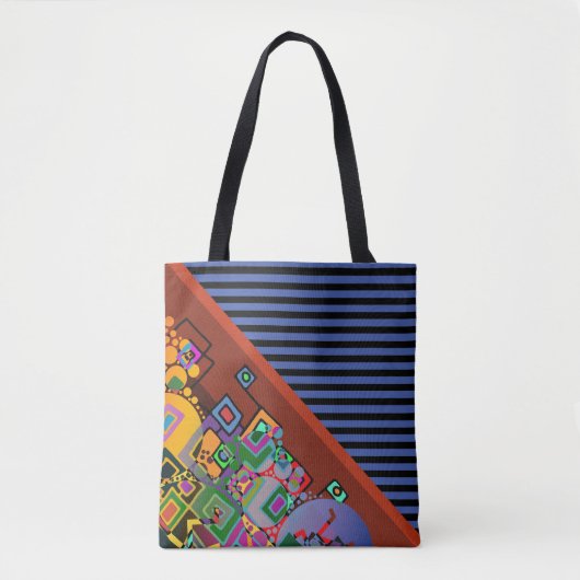 Stripes Pattern breed oranje + abstracte kunst Tote Bag (Voorkant)
