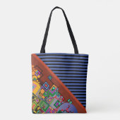 Stripes Pattern breed oranje + abstracte kunst Tote Bag (Achterkant)