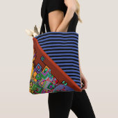 Stripes Pattern breed oranje + abstracte kunst Tote Bag (Dichtbij)