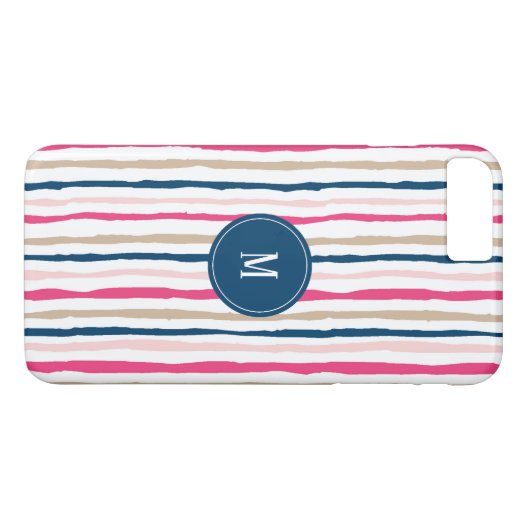 Stripes Pattern Monogram Case-Mate iPhone Case (Achterkant (Horizontaal))