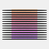 Stripes Pattern Multicolor Black White Pink Paars Inpakpapier Vel (Voorkant 3)