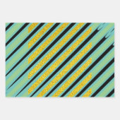 Stripes Pattern Multicolor Gold Glitter Abstract Inpakpapier Vel (Voorkant 3)