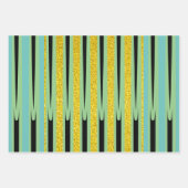 Stripes Pattern Multicolor Gold Glitter Abstract Inpakpapier Vel (Voorkant 2)