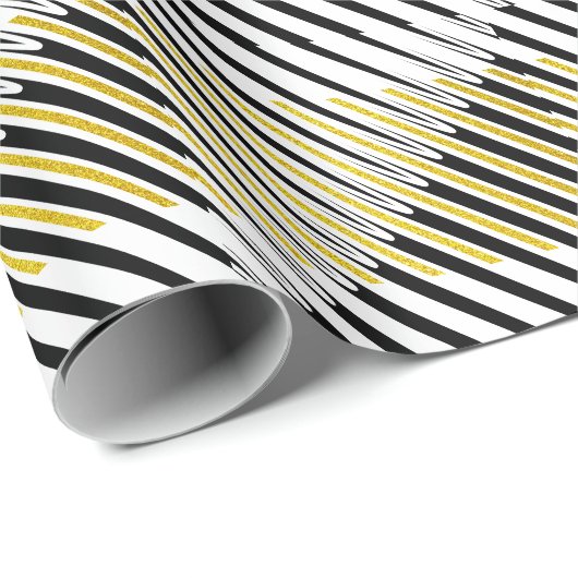 Stripes Pattern Multicolor Gold Glittery Stijlvol Cadeaupapier (Rol Hoek)