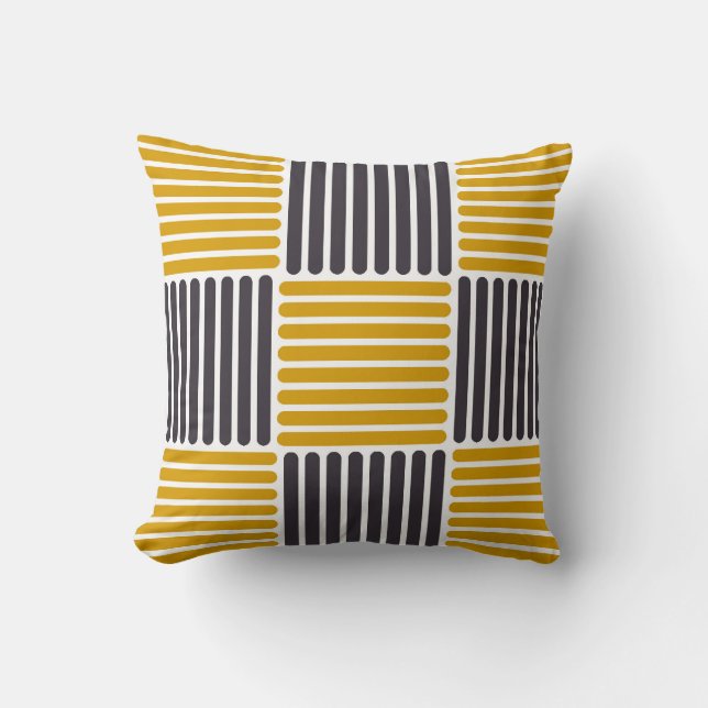 Stripes Pattern Pillow in Gold en Black kleuren Kussen (Voorkant)
