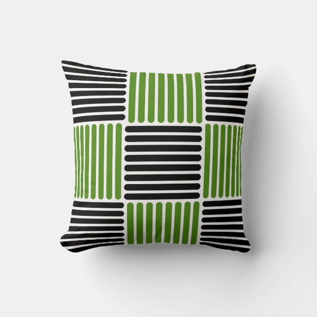 Stripes Pattern Pillow in groene en zwarte kleuren Kussen (Voorkant)