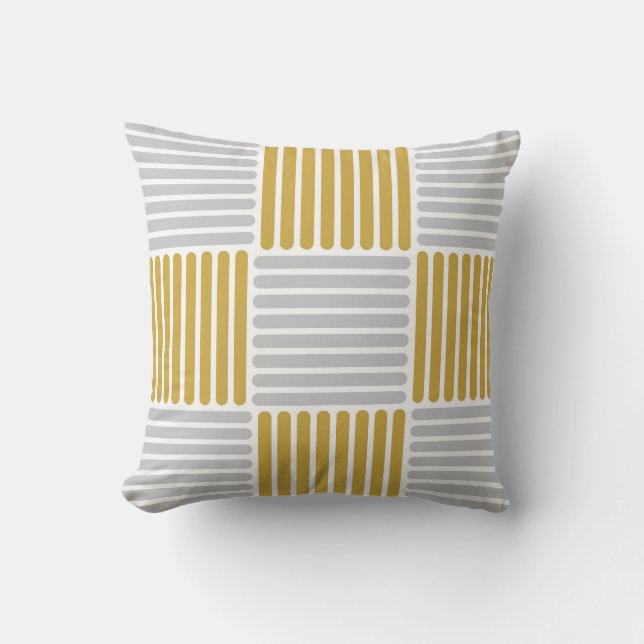 Stripes Pattern Pillow in Silver en Gold kleuren Kussen (Voorkant)