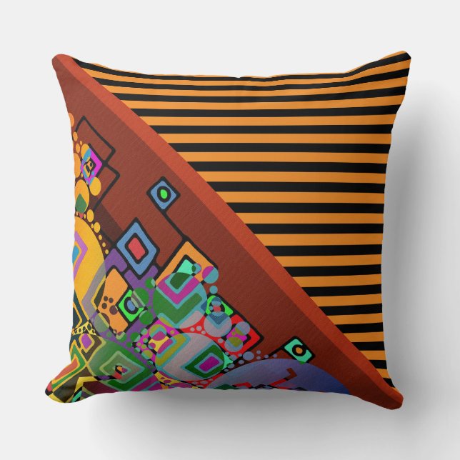 Stripes Pattern smalle zwart + abstracte kunst Kussen (Voorkant)