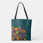 Stripes Pattern smalle zwart + abstracte kunst Tote Bag (Achterkant)