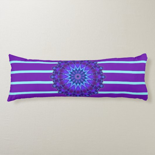 Stripes Pattern wride paars & Mandala + backg. Lichaamskussen (Voorkant)