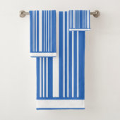 Stripes Perewinkle Blue & White Bath Towel Set Bad Handdoek (Insitu)