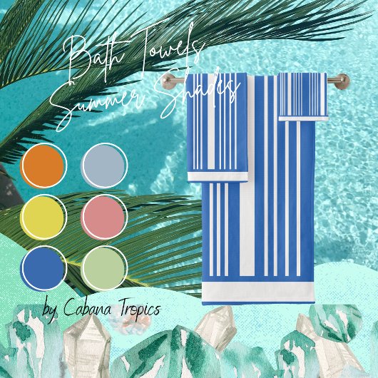 Stripes Perewinkle Blue & White Bath Towel Set Bad Handdoek