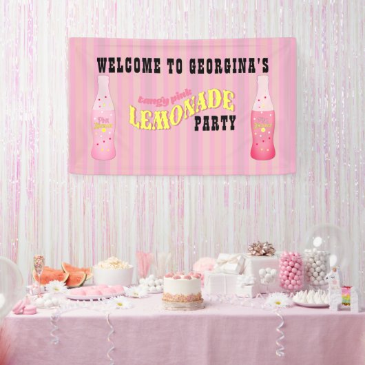 Stripes, Pink Lemonade Birthday Spandoek (Feest)