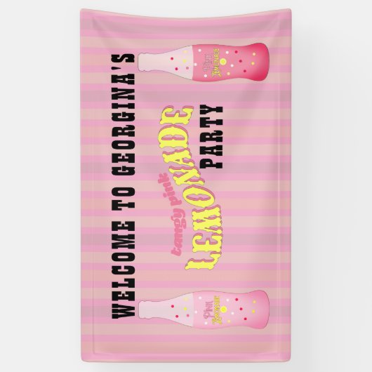 Stripes, Pink Lemonade Birthday Spandoek (Verticaal)