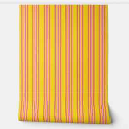 Stripes Pink on Yellow Behang