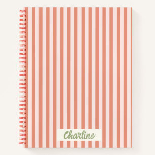 Stripes Pink Red Retro Calligraphy Notitieboek