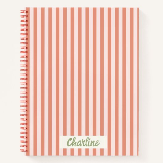 Stripes Pink Red Retro Calligraphy Notitieboek (Voorkant)