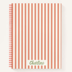 Stripes Pink Red Retro Calligraphy Notitieboek