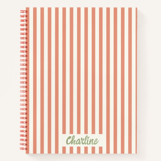Stripes Pink Red Retro Calligraphy Notitieboek (Voorkant)