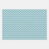 Stripes Polka Dot Zig Zag Patronen Blauwgroen Blau Inpakpapier Vel (Voorkant 3)