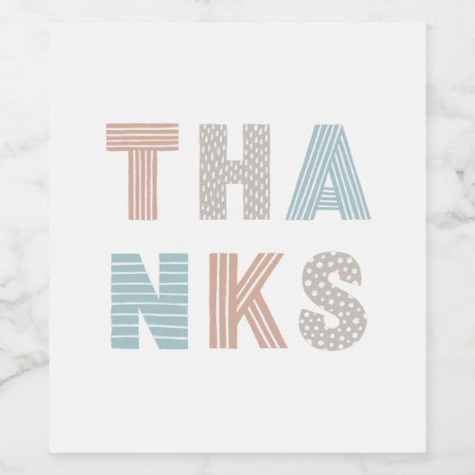 Stripes & Polka Dots Bedankt Typografie Party Wijn Etiket (Enkel label)