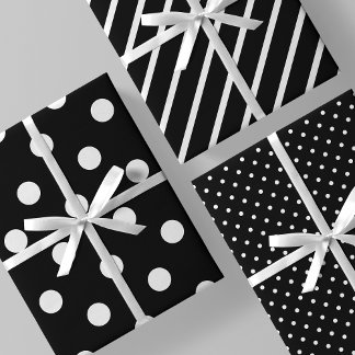 Stripes & Polka Dots Classic Black & White Inpakpapier Vel