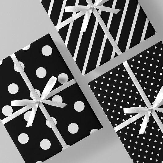 Stripes & Polka Dots Classic Black & White Inpakpapier Vel