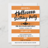 Stripes & Polka Dots Halloween Birthday Party Kaart (Voorkant)
