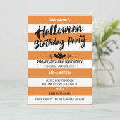 Stripes & Polka Dots Halloween Birthday Party Kaart (Staand voorkant)