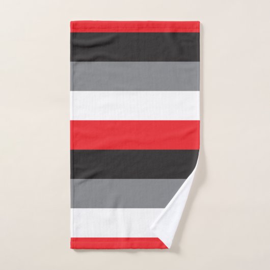 Stripes Red Black White Grey Pattern Bad Handdoek (Handdoek)