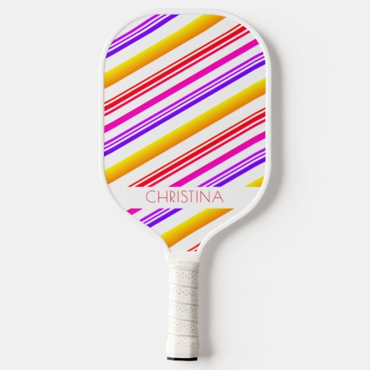 Stripes Red Roze Paars Geel Moderne Aangepaste Naa Pickleball Paddle (Achterkant)