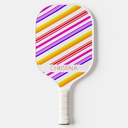 Stripes Red Roze Paars Geel Moderne Aangepaste Naa Pickleball Paddle (Voorkant)