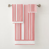 Stripes Roze Blush & White Bath Towel Set Bad Handdoek (Insitu)