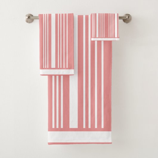 Stripes Roze Blush & White Bath Towel Set Bad Handdoek (Insitu)
