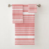 Stripes. Roze Blush & White Bath Towel Set Bad Handdoek (Insitu)