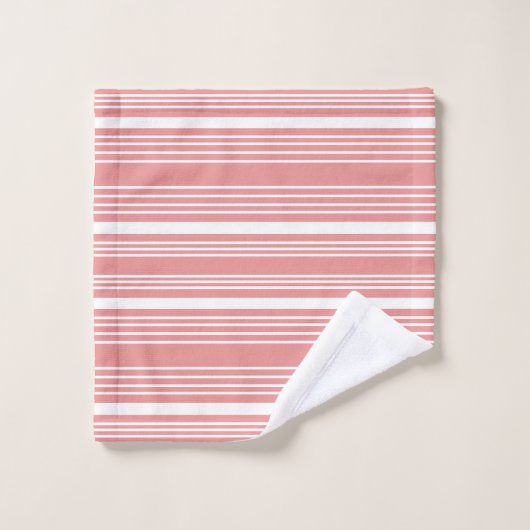 Stripes. Roze Blush & White Bath Towel Set Bad Handdoek (Wasdoekje)