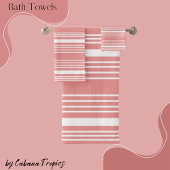 Stripes. Roze Blush & White Bath Towel Set Bad Handdoek