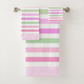Stripes, roze, groen bad handdoek (Insitu)