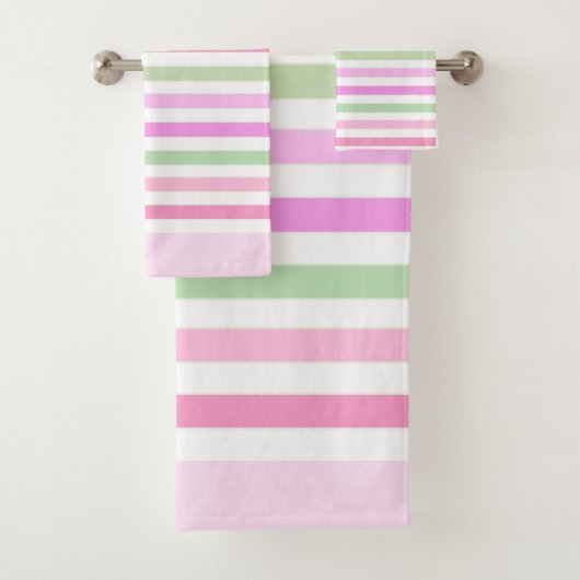 Stripes, roze, groen bad handdoek (Insitu)