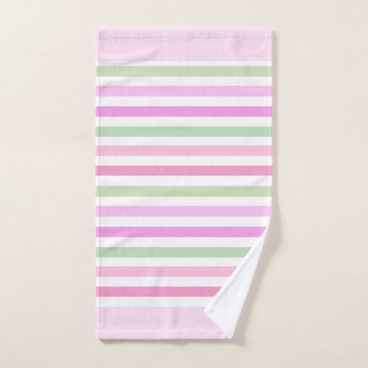 Stripes, roze, groen bad handdoek (Handdoek)