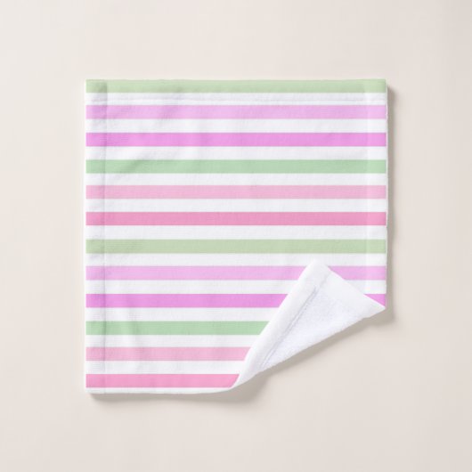 Stripes, roze, groen bad handdoek (Wasdoekje)