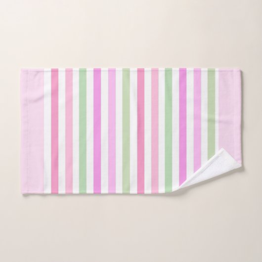 Stripes, roze, groen bad handdoek (Handdoek)